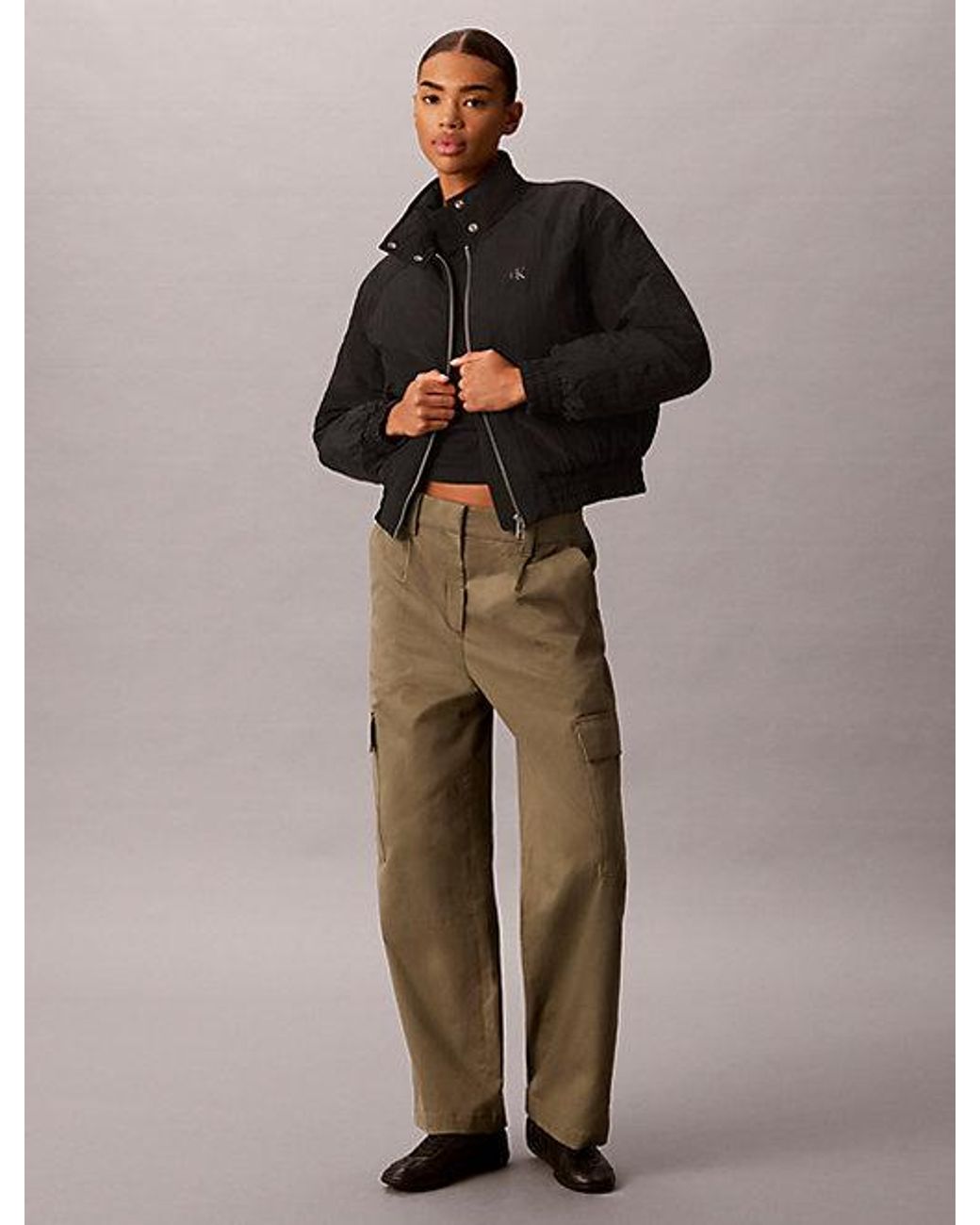 Calvin Klein Brown Jeans Short Padded Bomber Jacket