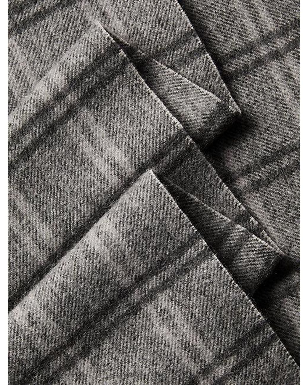 Calvin Klein Gray Checked Wool Leather Badge Scarf for men