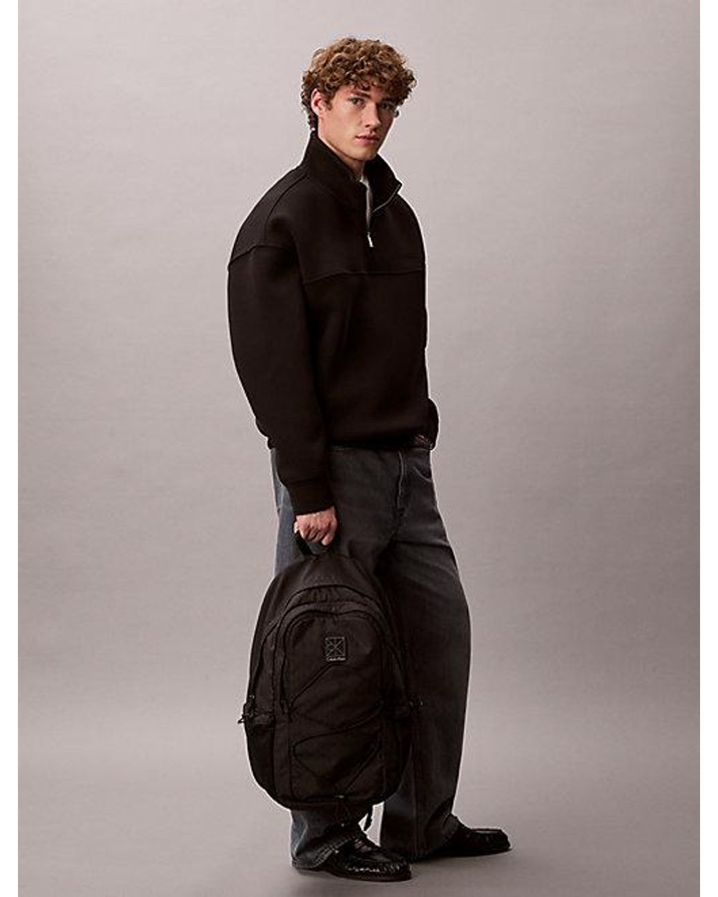 Calvin Klein Gray Water Repellent Ripstop Logo Backpack for men