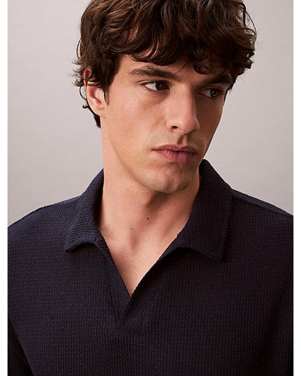 Calvin Klein Black Soft Knit Beach Polo Shirt for men