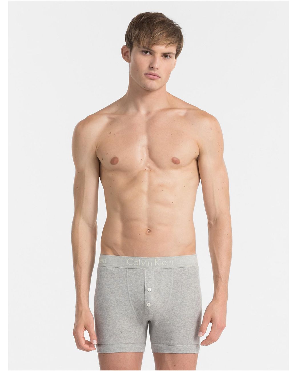 Calvin Klein Cotton Body Button Fly Boxer Brief in Heather Grey (Gray) for  Men | Lyst