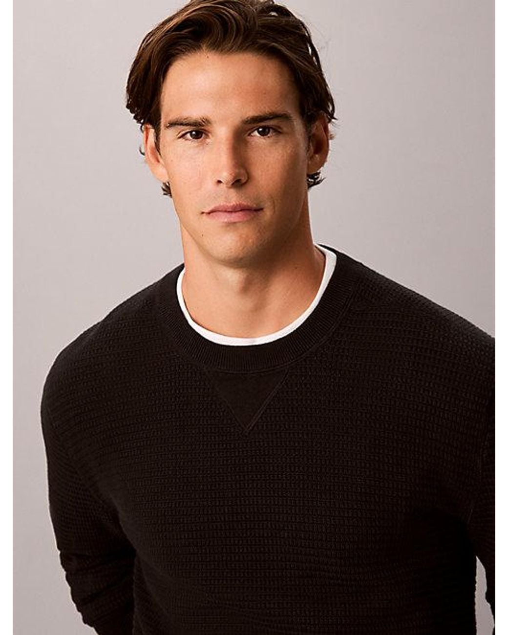 Calvin Klein Black Jeans Textured Rib Cotton Jumper for men