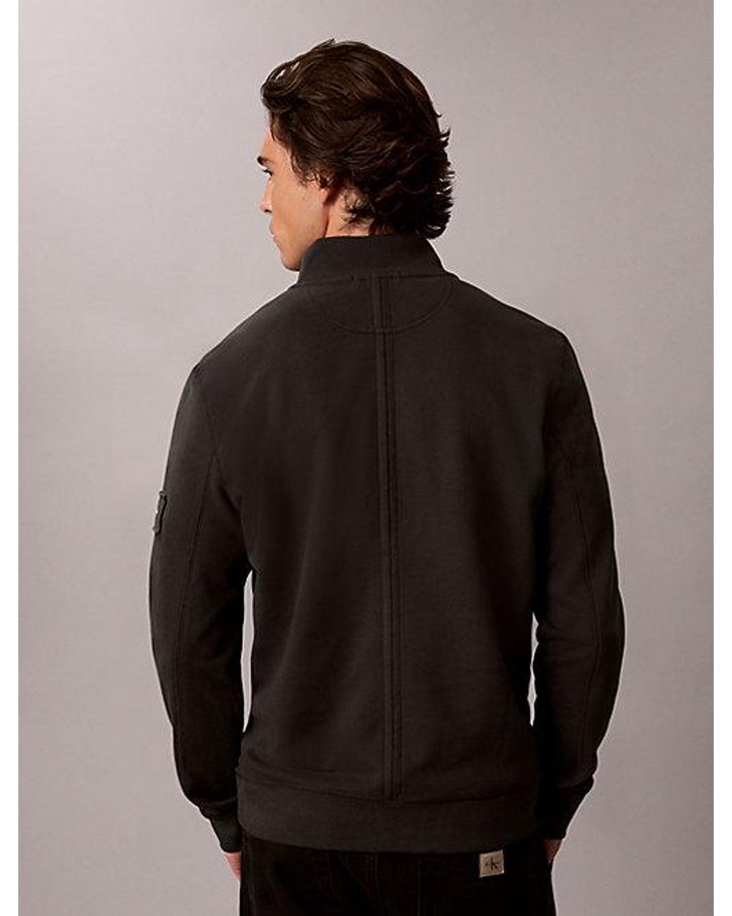 Calvin Klein Black Jeans Utility Badge Quarter Zip Sweatshirt for men