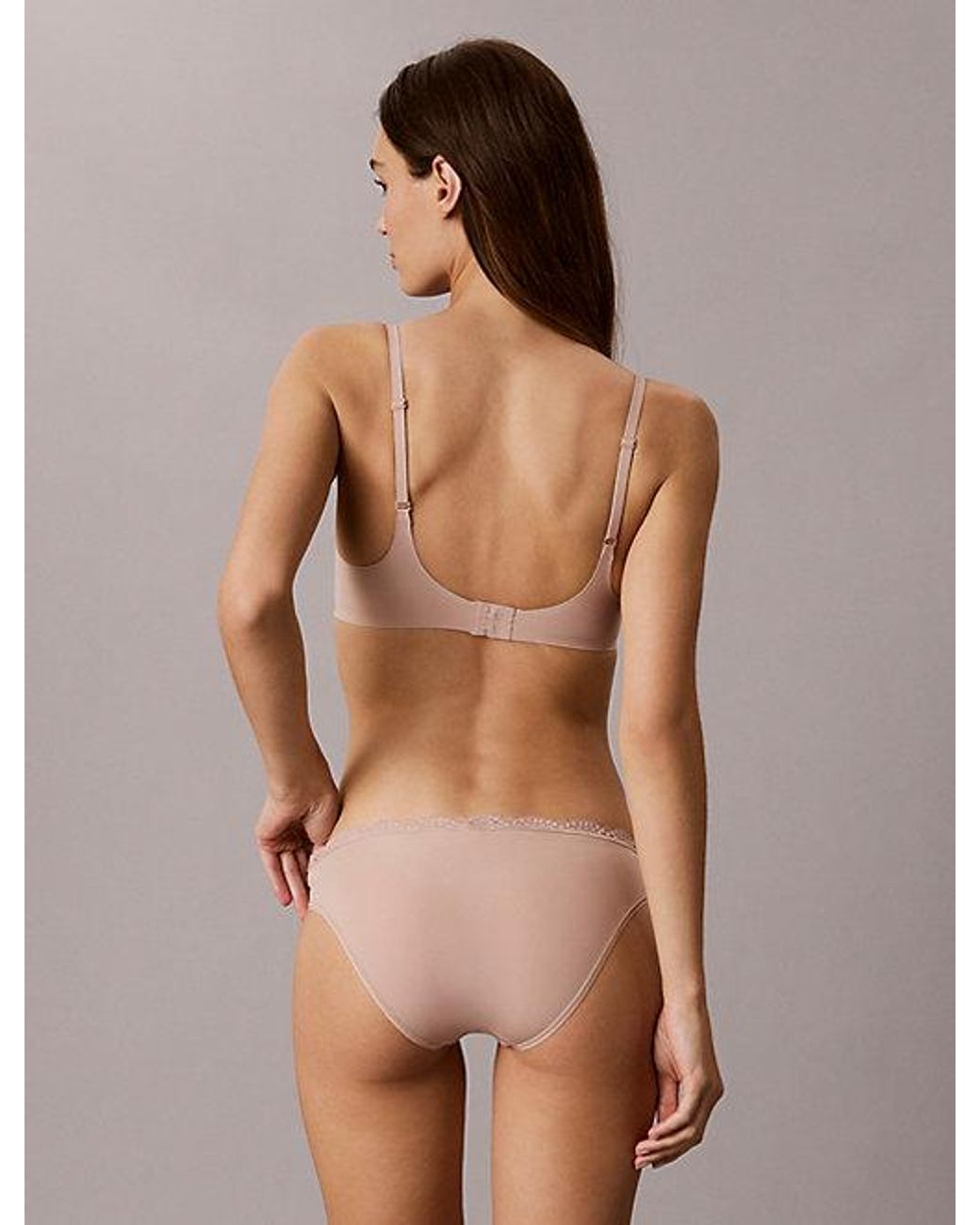 Calvin Klein Natural Bikini Briefs Microfibre Stretch With Lace