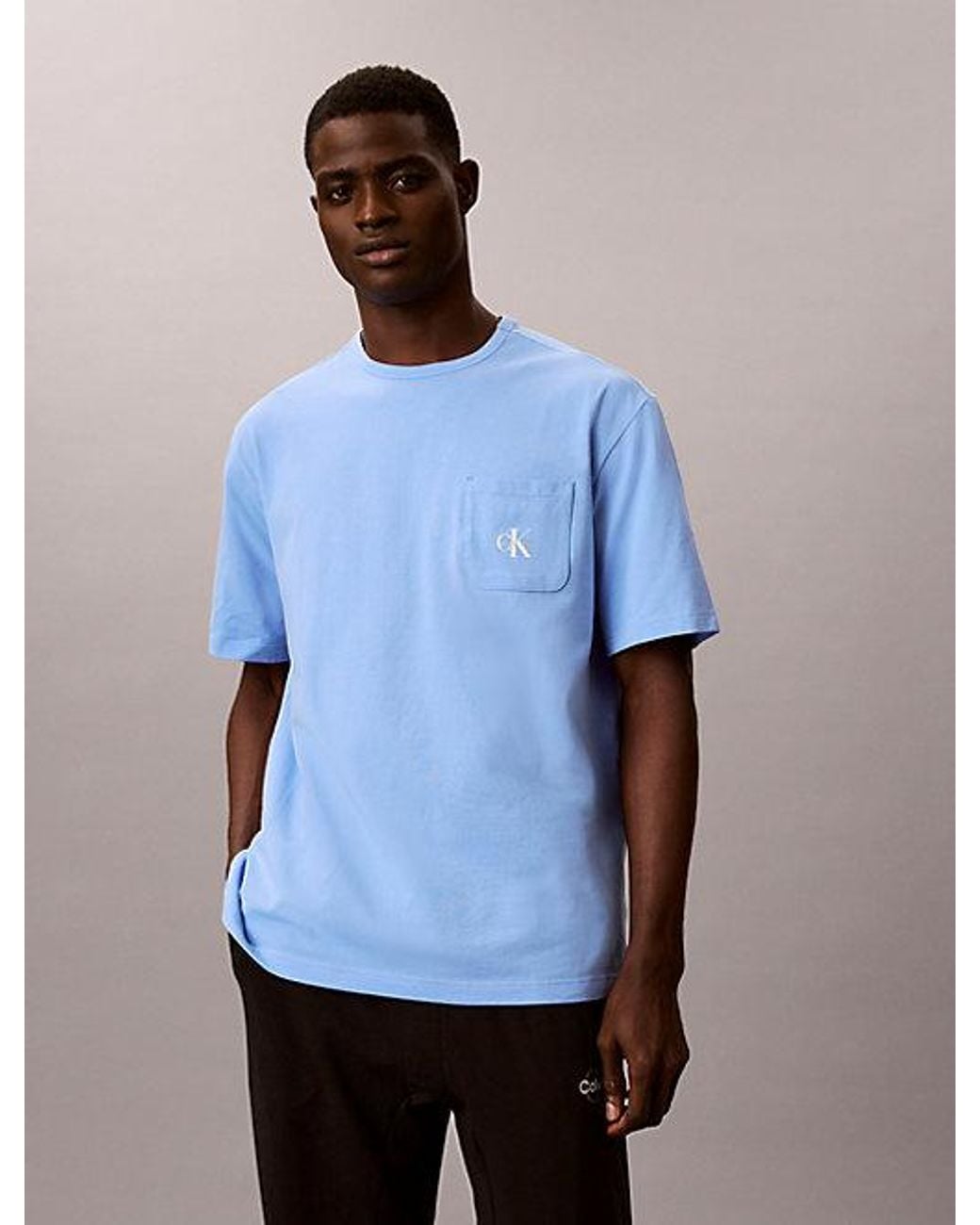 Calvin Klein Blue Pyjama T-Shirt Icon Cotton Stretch Graphic for men