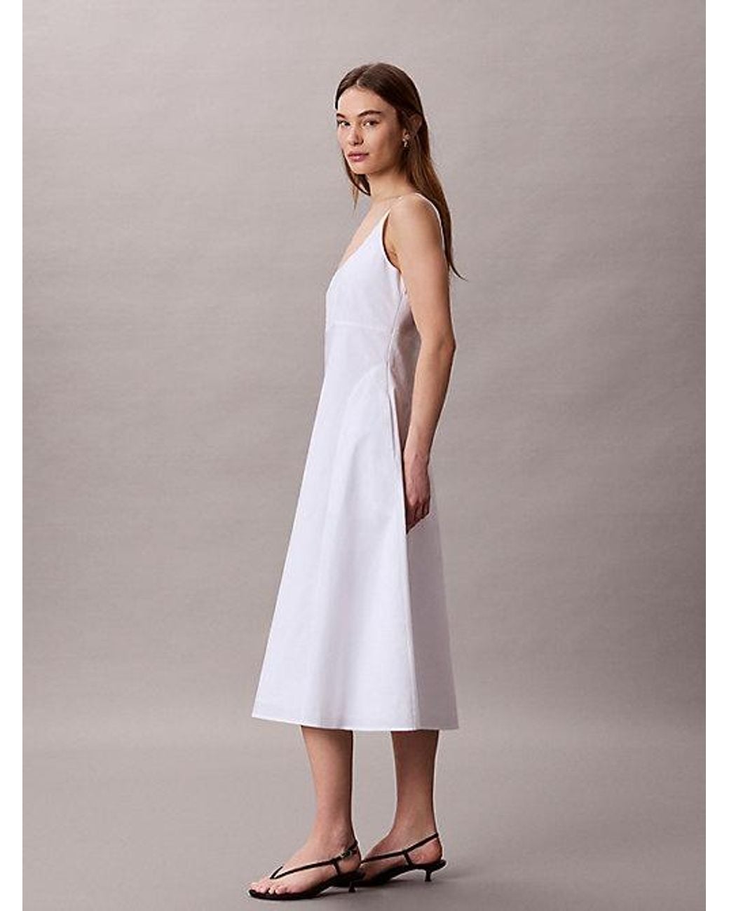 Calvin Klein Purple Jeans Cotton Poplin Midi Dress