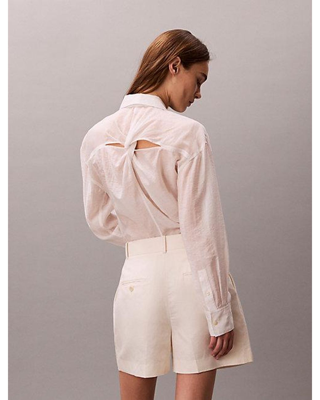 Calvin Klein Natural Jeans Soft Voile Twist Back Shirt