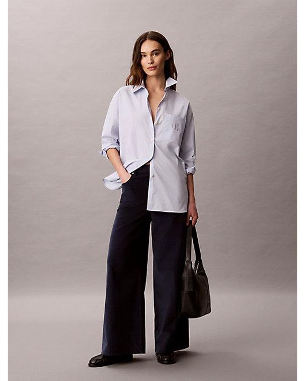 Calvin Klein Blue Corduroy Wide Leg Trousers