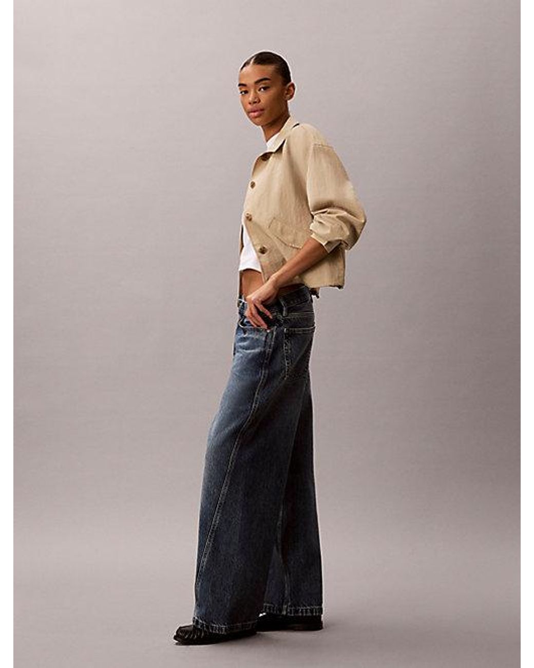 Calvin Klein Blue Jeans Low Rise Twisted Baggy Jeans