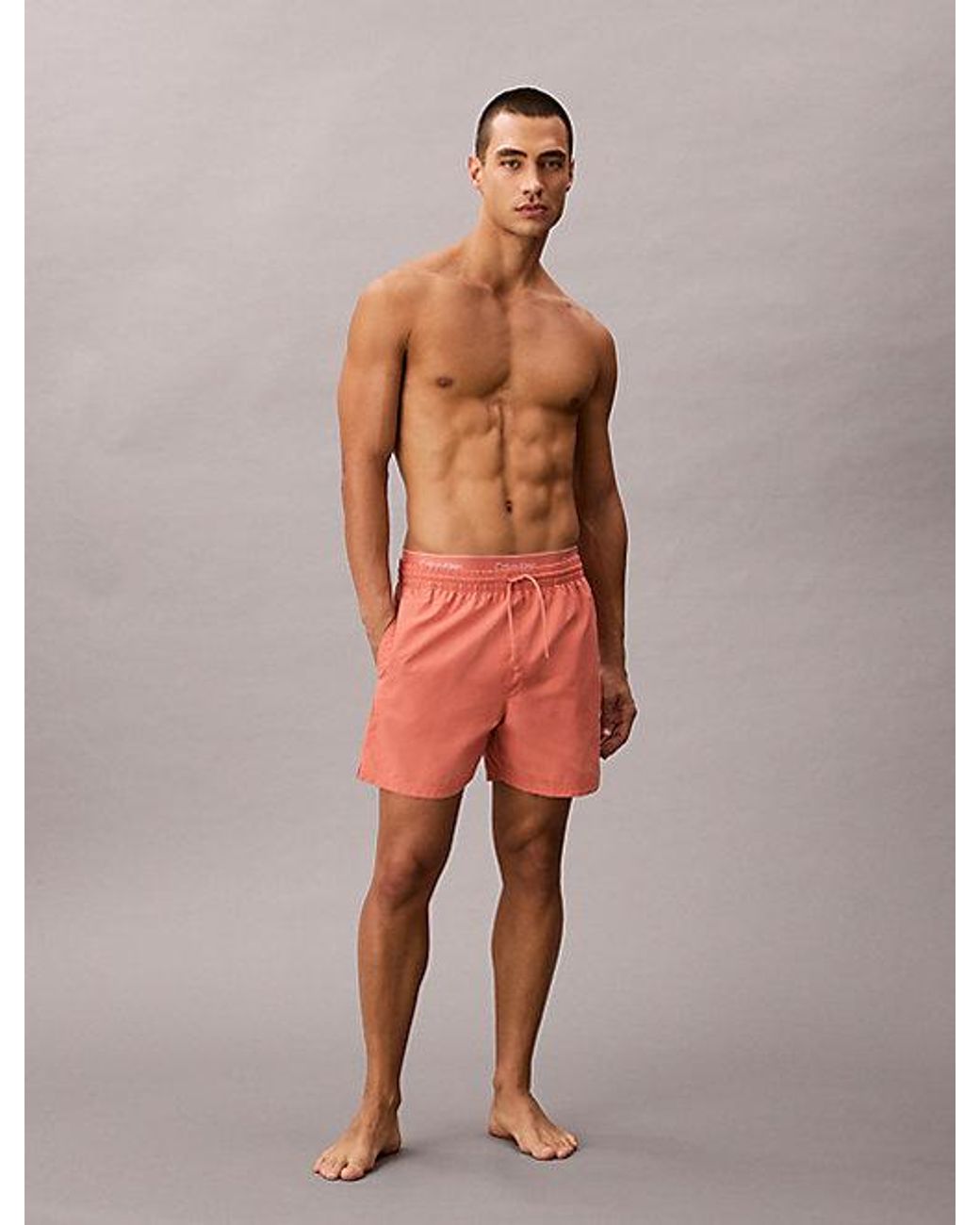 Calvin Klein Red Medium Drawstring Swim Shorts Ck Essentials for men