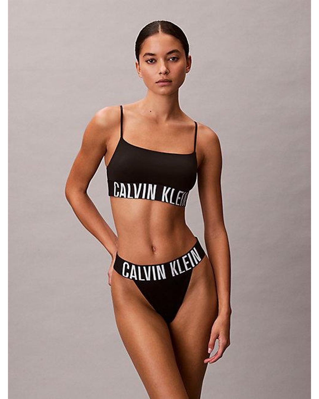 Calvin Klein Black High Leg Thong Intense Power Cooling