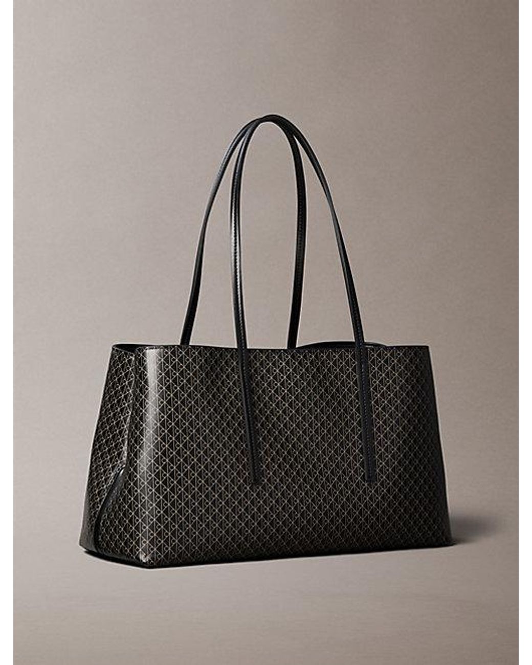 Calvin Klein Gray Allover Emblem Logo Tote Bag