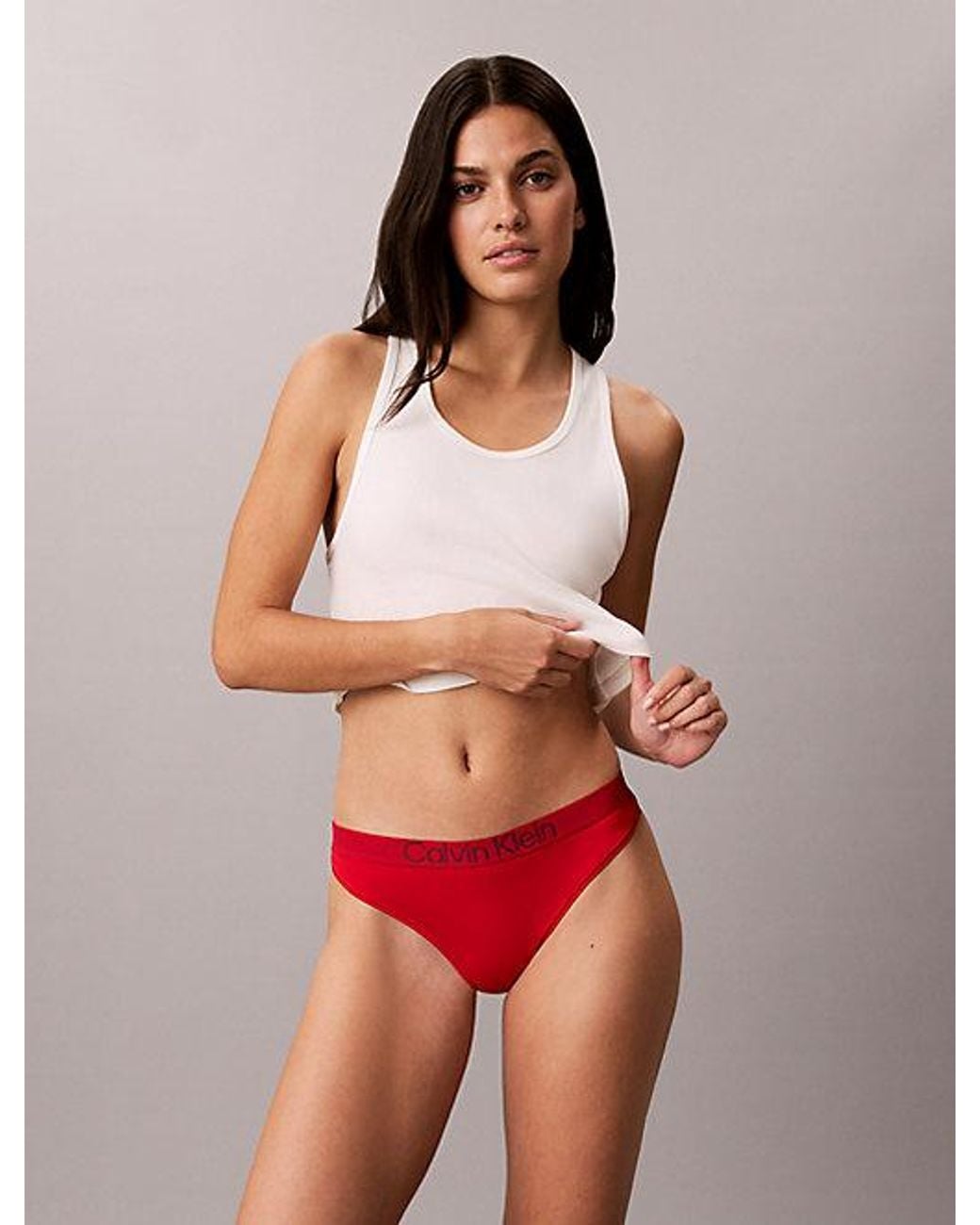 Calvin Klein Red Thong Extra Soft Cotton Stretch