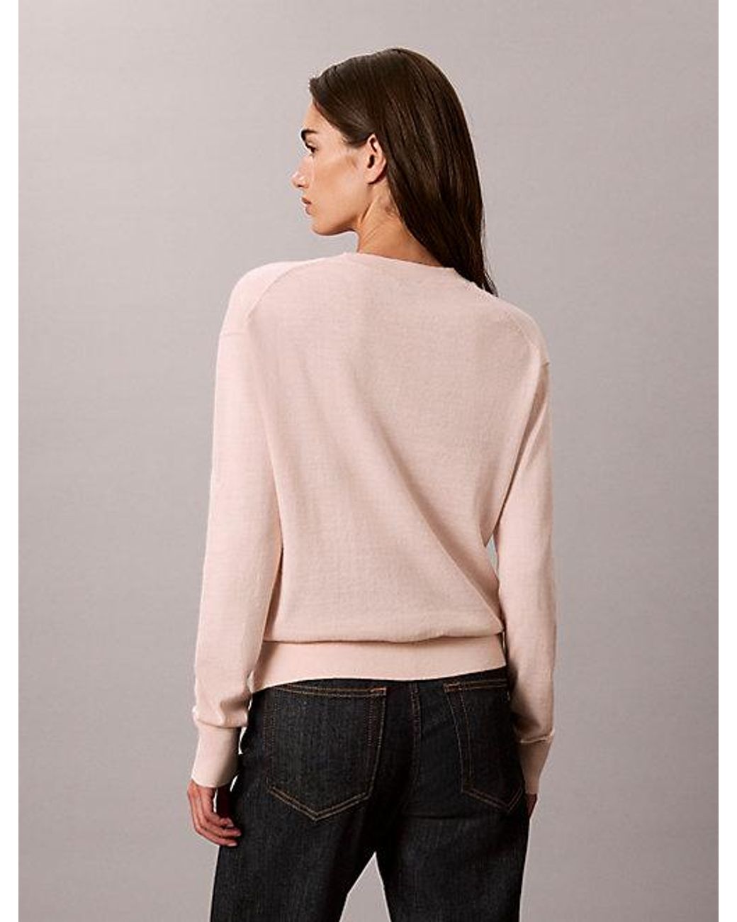 Calvin Klein Pink Merino Wool Blend Crew Neck Jumper
