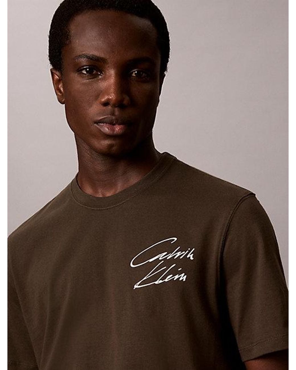 Calvin Klein Brown Jeans Script Logo T-Shirt for men