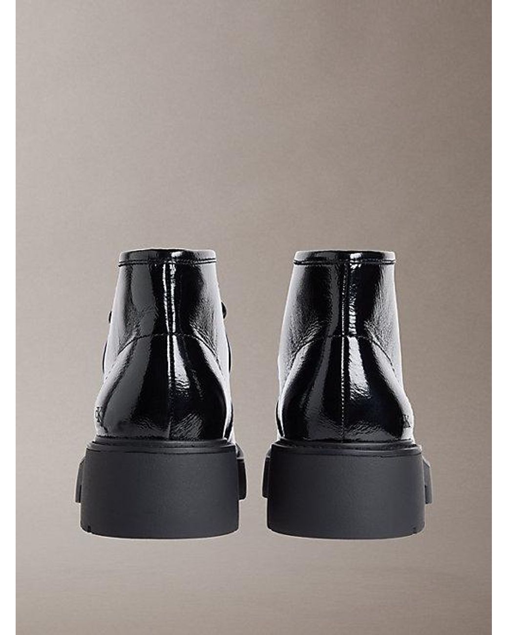 Calvin Klein Black Jeans Leather Chunky Heeled Desert Boots