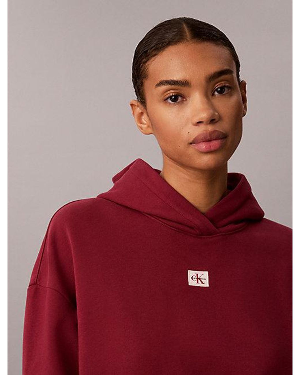 Calvin Klein Red Jeans Relaxed Woven Monologo Hoodie