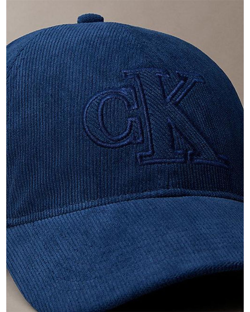 Calvin Klein Blue Corduroy Logo Embroidery Cap for men