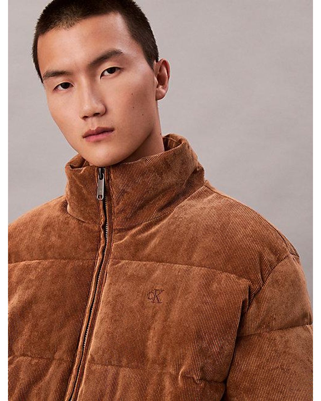 Calvin Klein Brown Jeans Corduroy Puffer Jacket for men