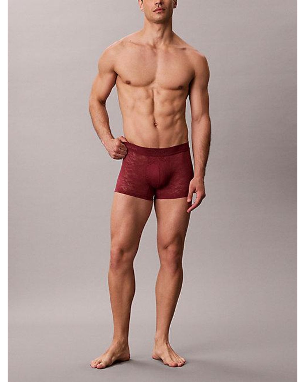 Calvin Klein Red Low Rise Trunks Refined Lace for men