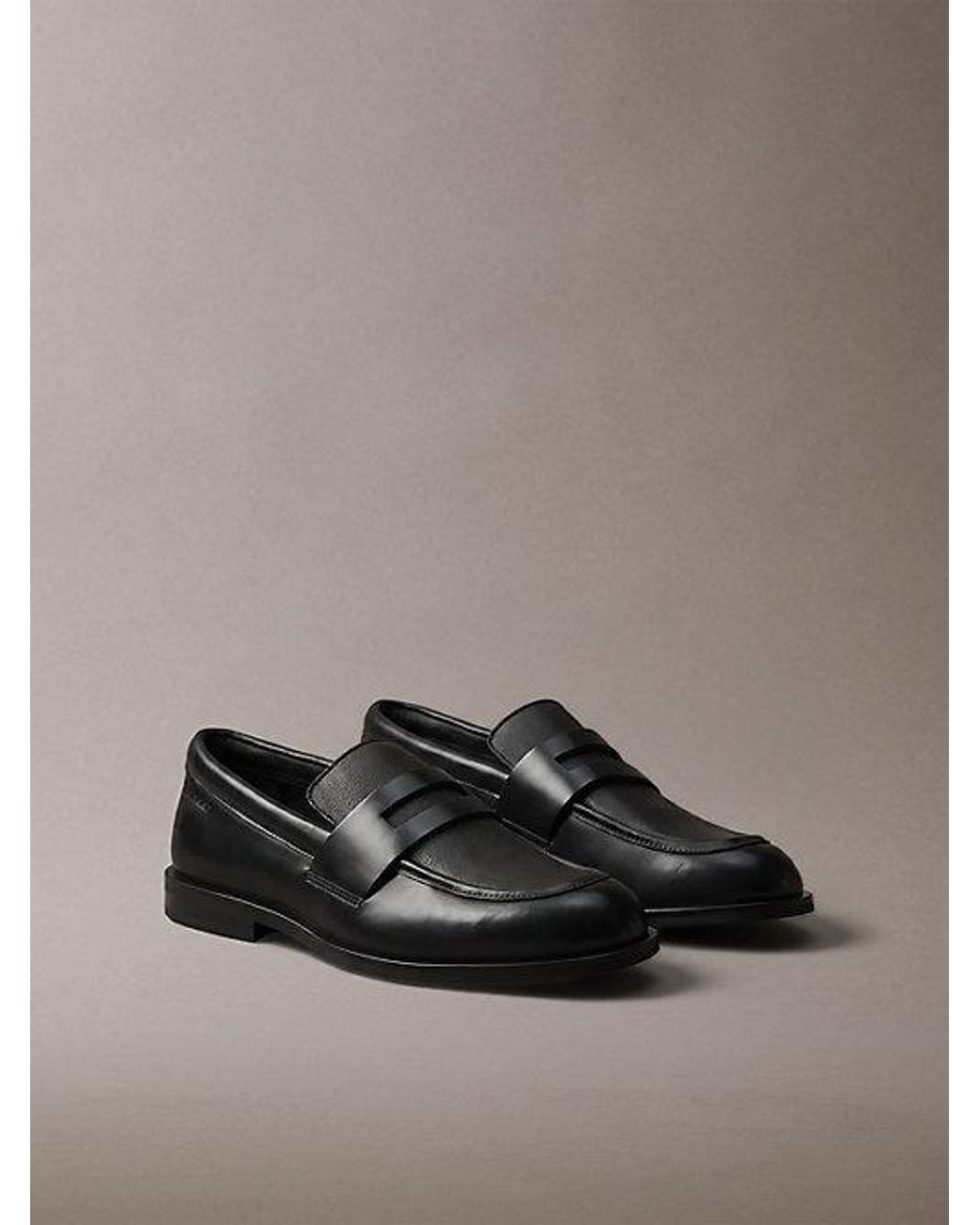 Calvin Klein Gray Theo Leather Penny Loafers for men