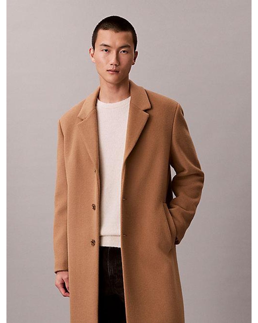 Calvin Klein Natural Wool Blend Overcoat for men