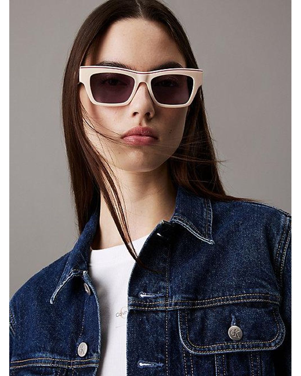 Calvin Klein Pink Jeans Modified Rectangle Sunglasses