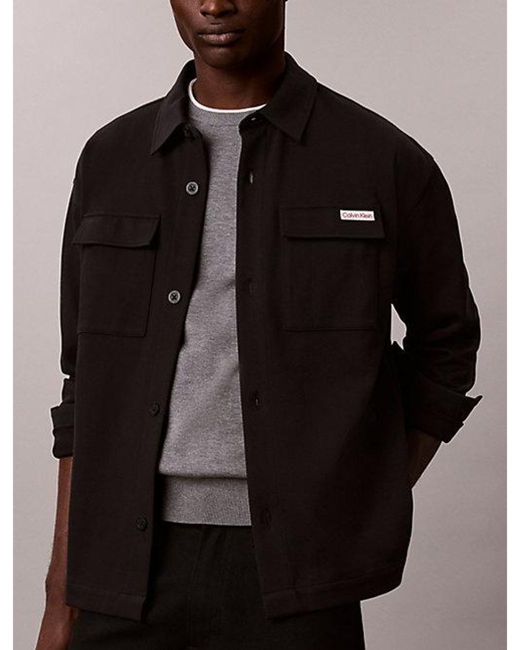 Calvin Klein Black Jeans Relaxed Jersey Twill Shirt Jacket for men