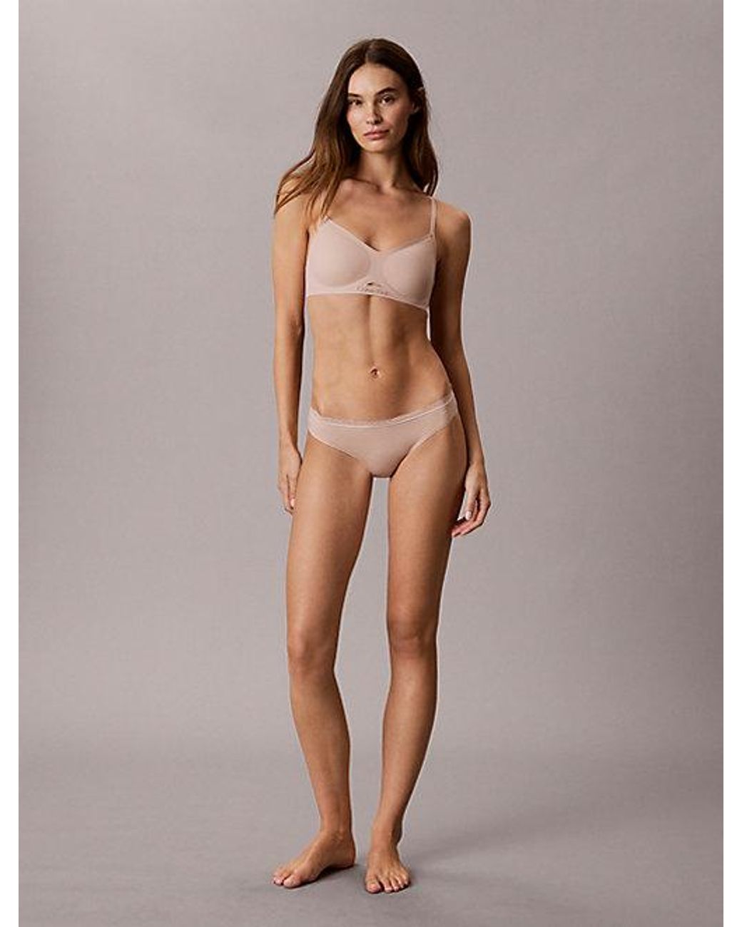 Calvin Klein Natural Bikini Briefs Microfibre Stretch With Lace