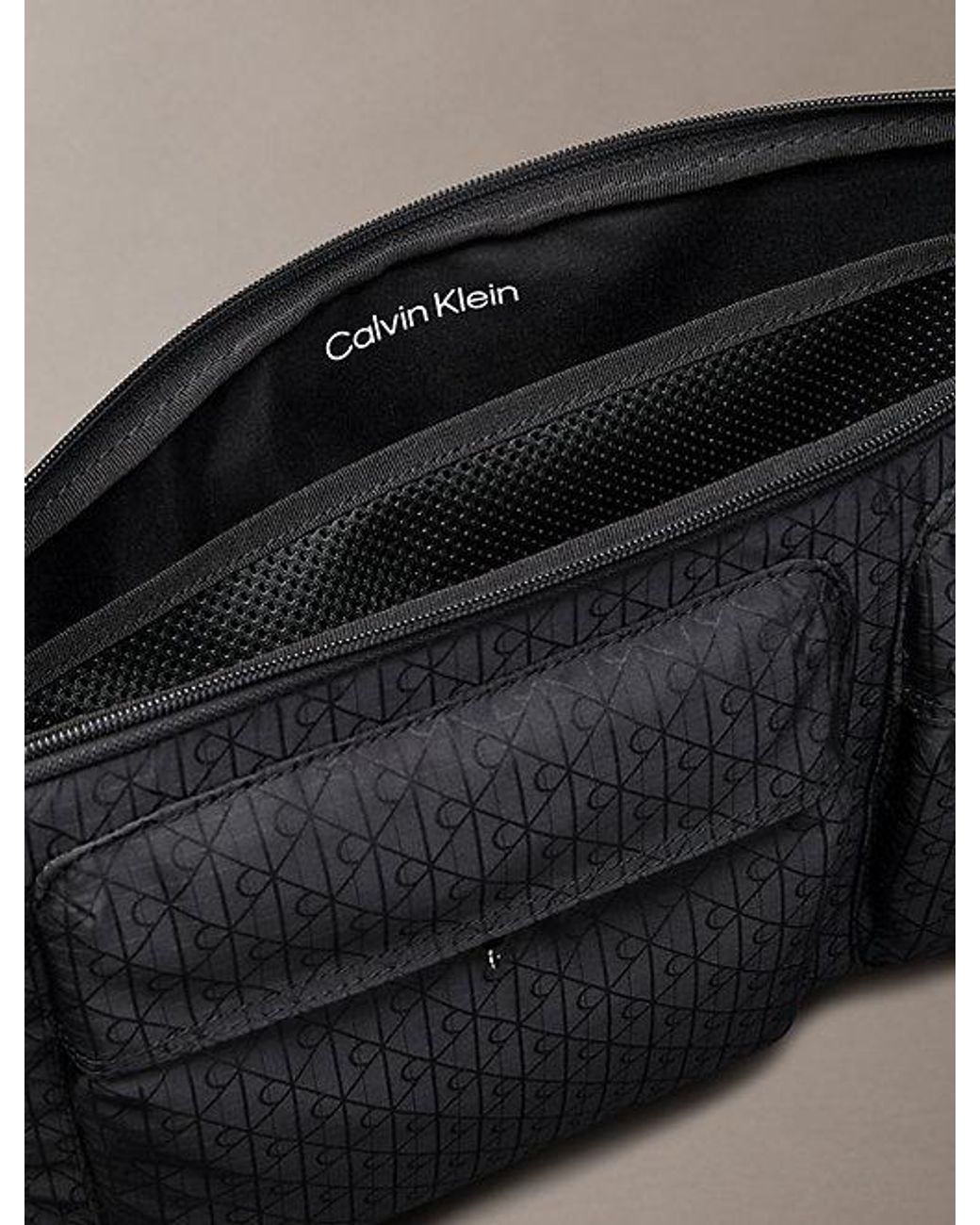 Calvin Klein Gray Allover Emblem Logo Jacquard Laptop Sleeve for men