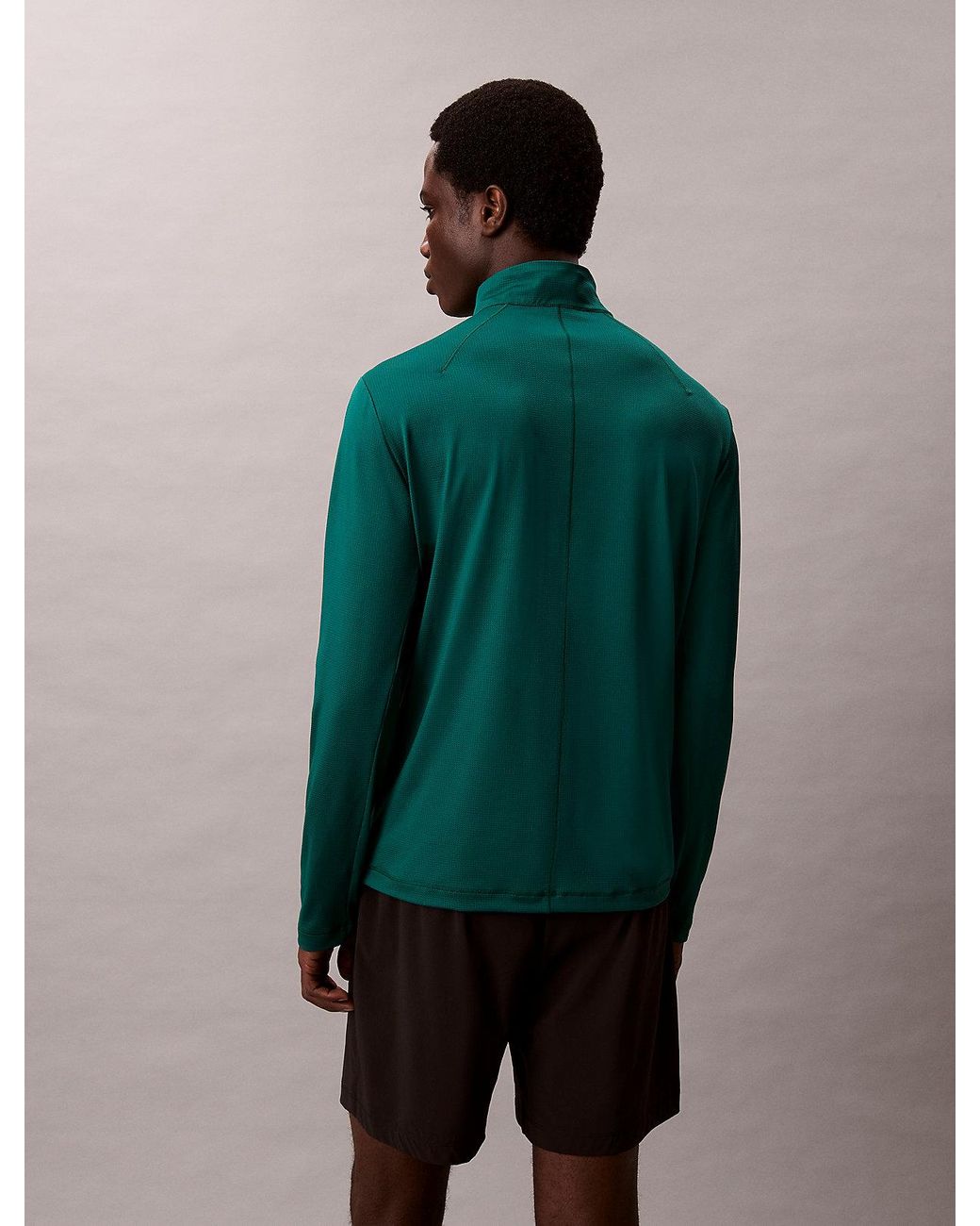 Calvin Klein Green Quick-Dry 1/4 Zip Long Sleeve Technical Top for men