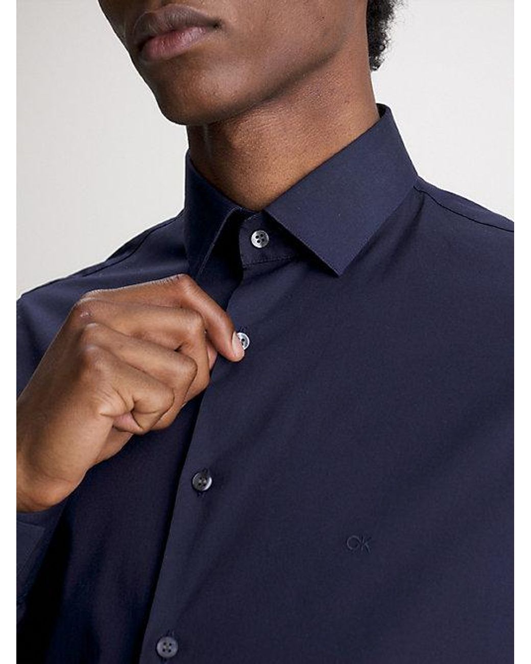 Calvin Klein Blue Slim Poplin Dress Shirt for men