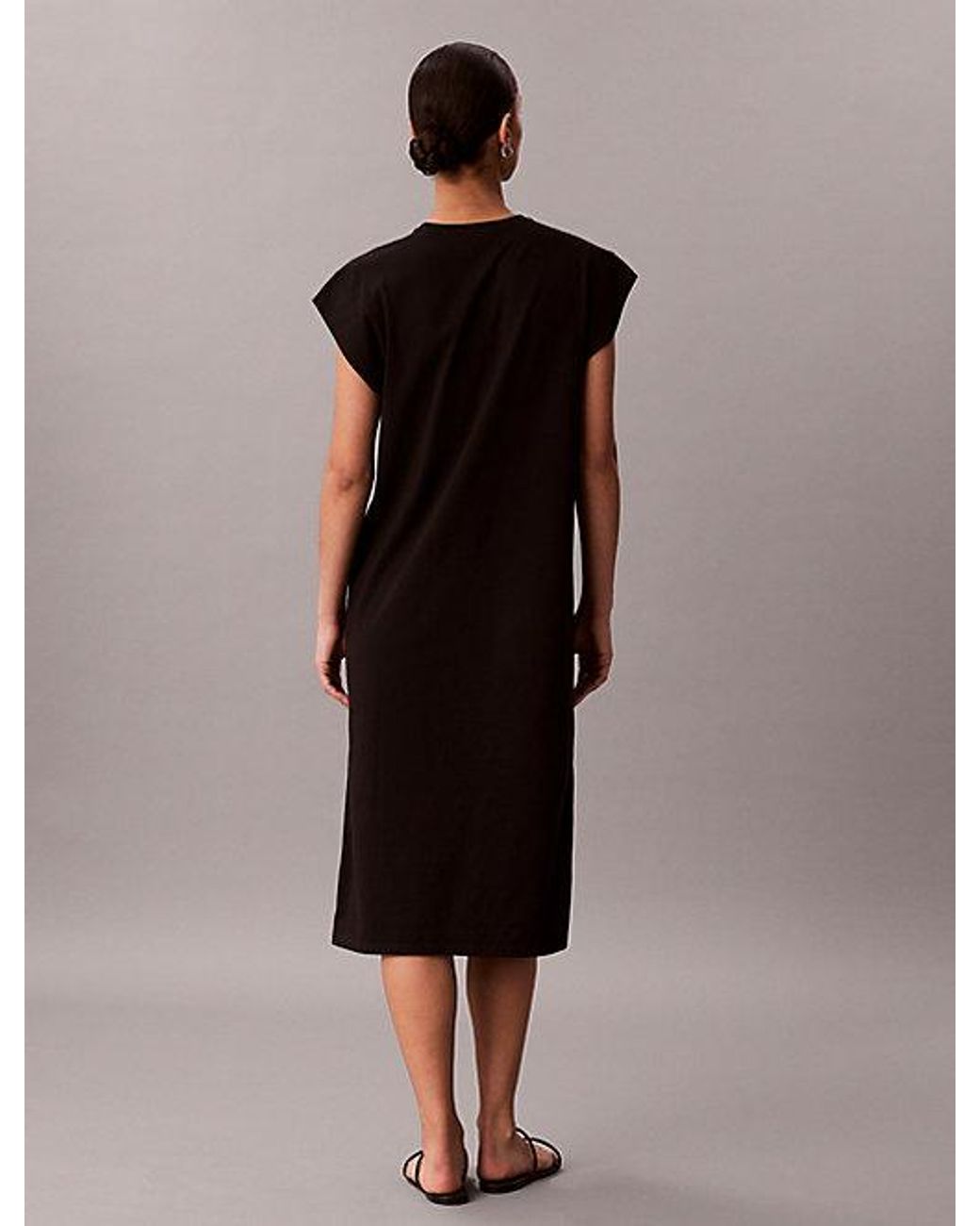 Calvin Klein Black Jeans Relaxed Cotton Jersey Midi Dress