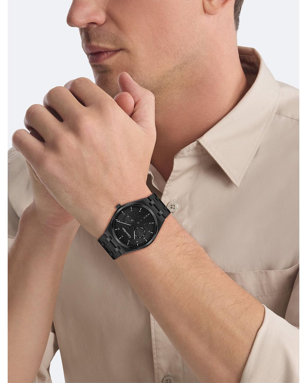 Calvin Klein Black Plated Steel Multifunction Watch for men