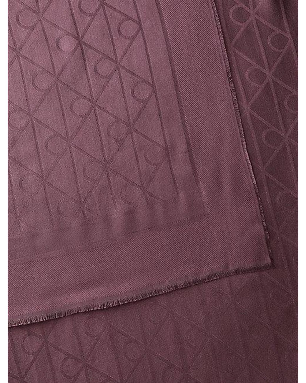 Calvin Klein Purple Satin Jacquard Logo Scarf
