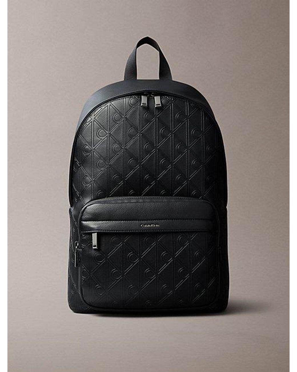 Calvin Klein Black Embossed Emblem Logo Trolley Backpack for men