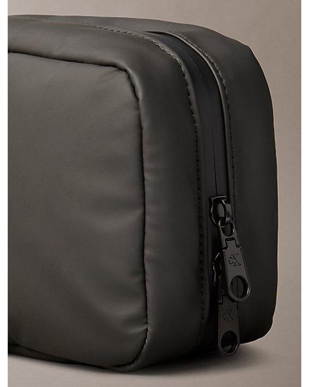 Calvin Klein Gray Puffer Utility Hanger Wash Bag for men