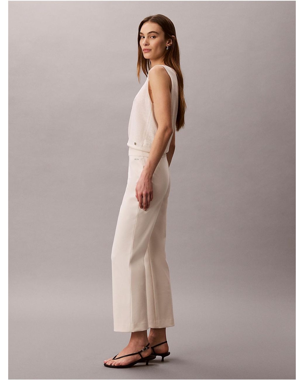Calvin Klein Natural Ponte Cropped Flared Pants
