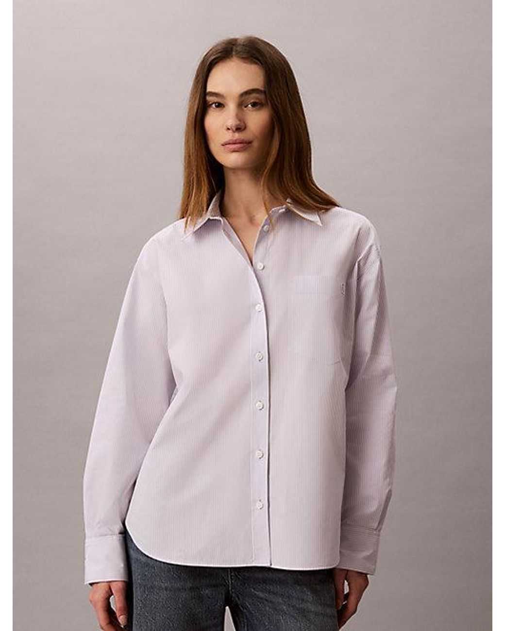Calvin Klein Multicolor Jeans Relaxed Cotton Poplin Stripe Shirt