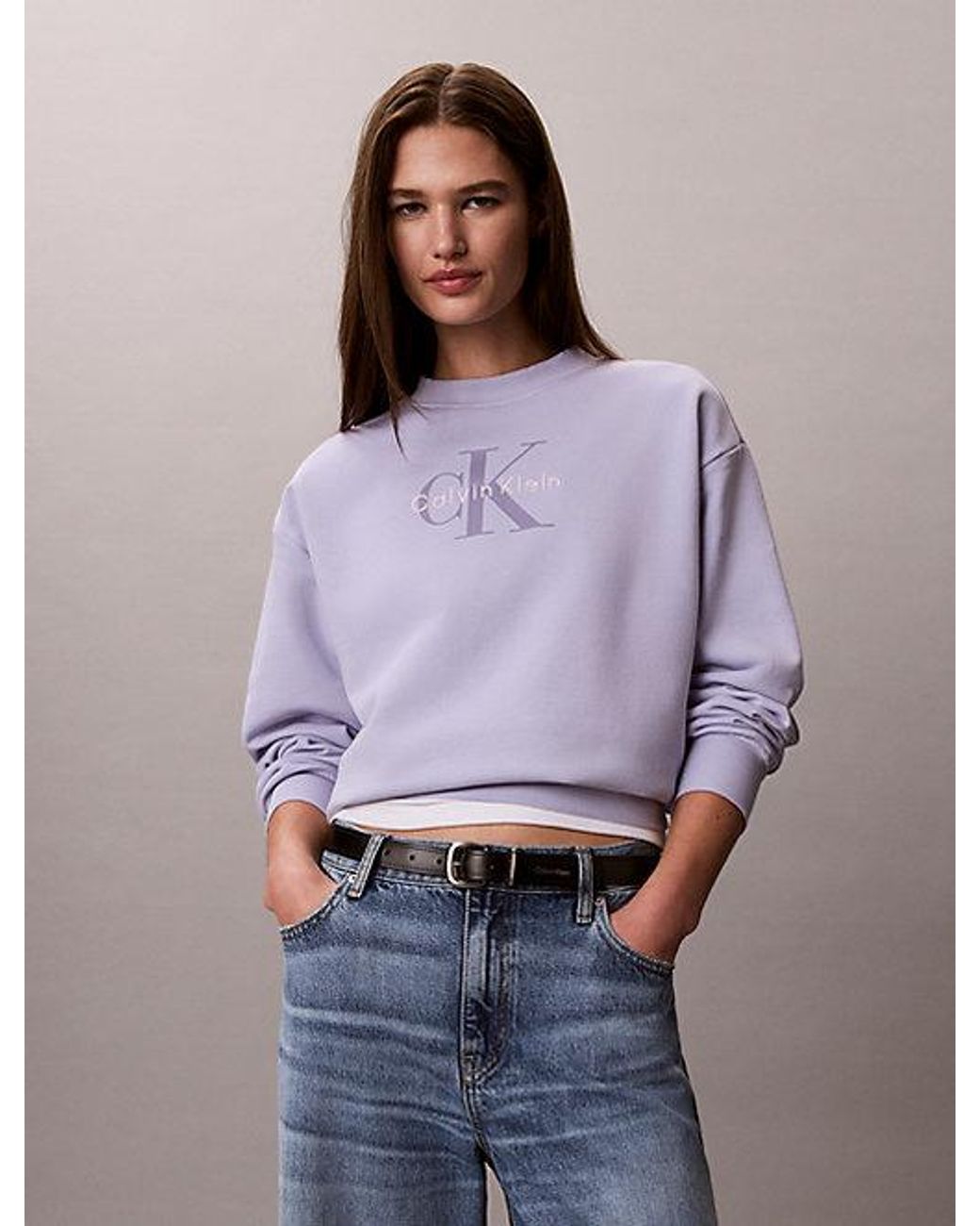 Calvin Klein Blue Jeans French Terry Monologo Crewneck Sweatshirt