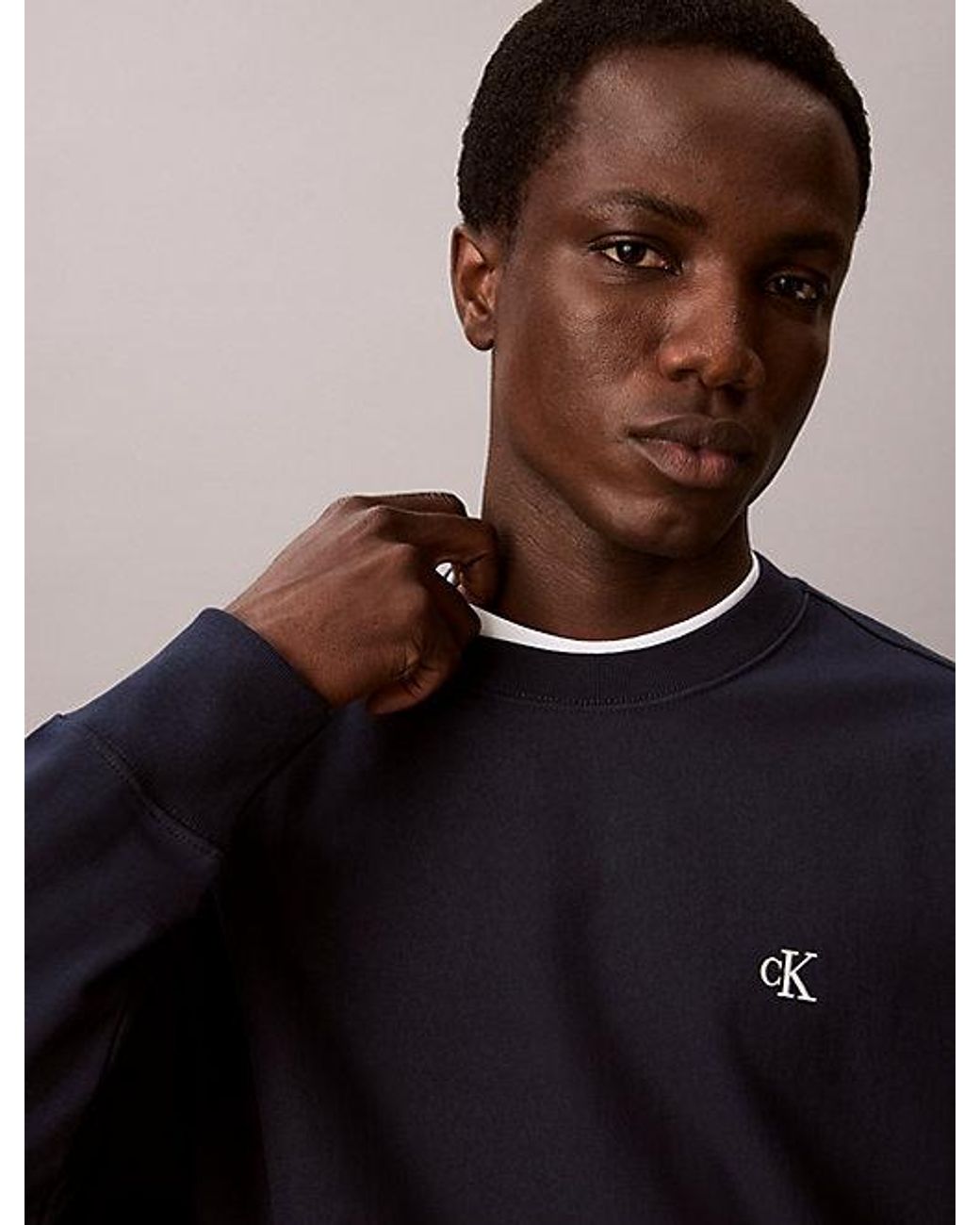 Calvin Klein Blue Jeans Relaxed Monogram Sweatshirt for men
