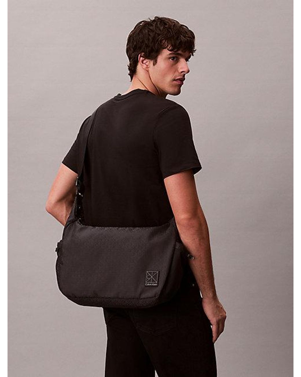 Calvin Klein Gray Water Repellent Crossbody Duffle Bag for men