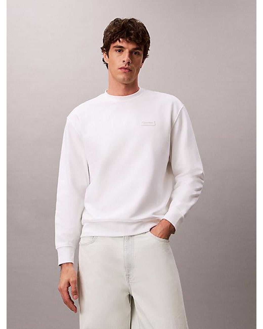 Calvin Klein Multicolor Jeans Cotton Terry Badge Sweatshirt for men