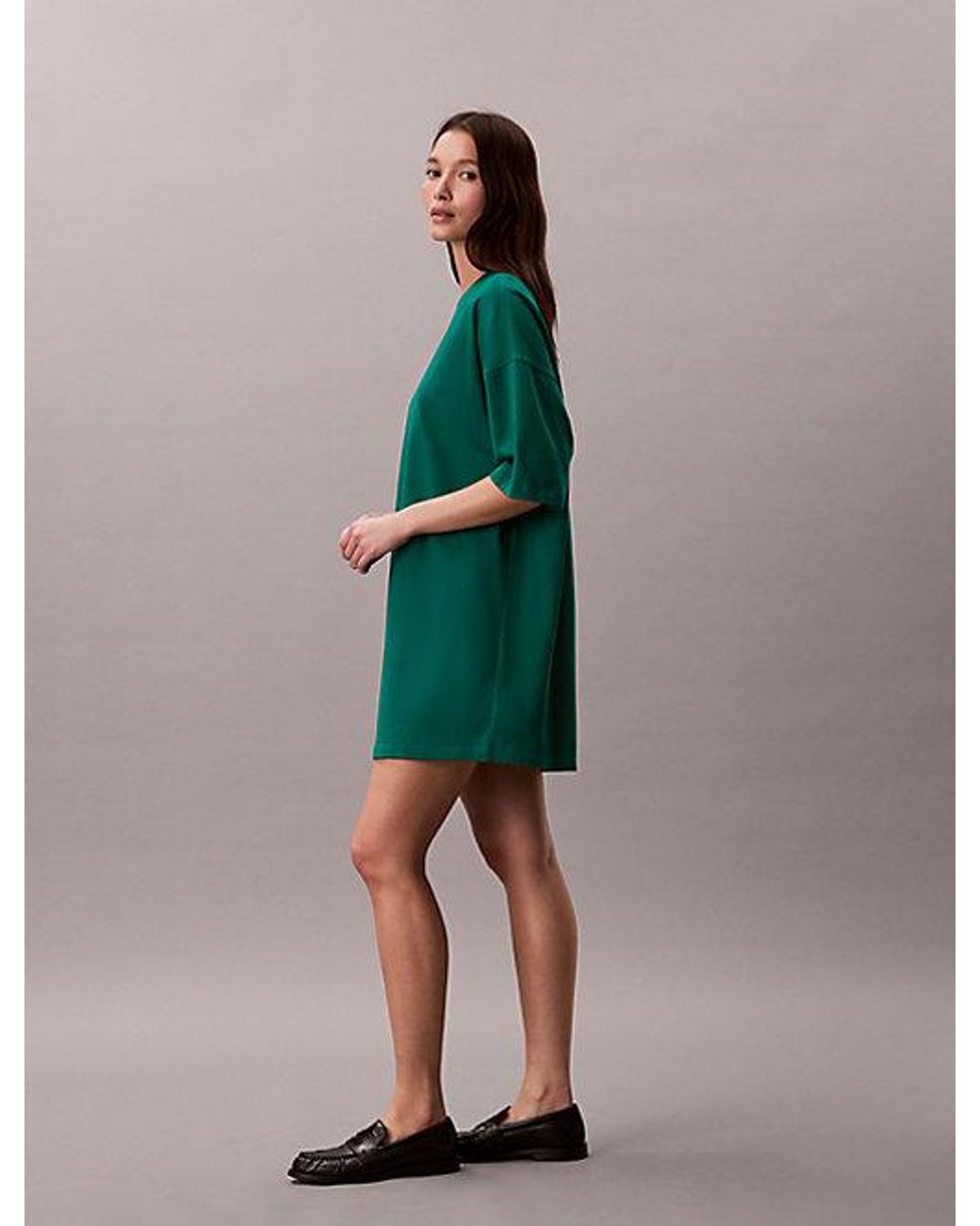 Calvin Klein Jeans Oversized T-Shirt Dress in Green