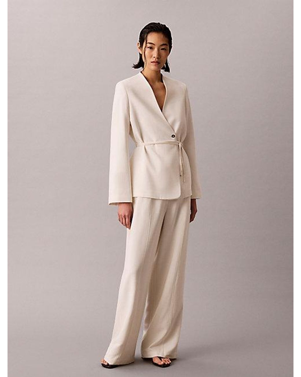 Calvin Klein Blazer Met Structuurglans in het Natural