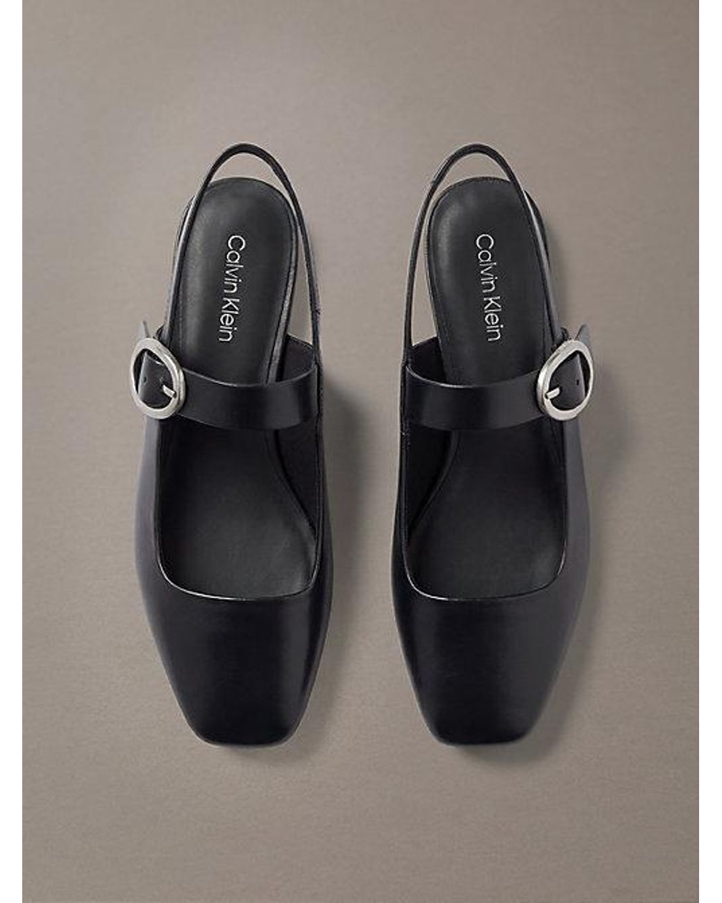 Calvin Klein Black Leather Slingback Ballerinas