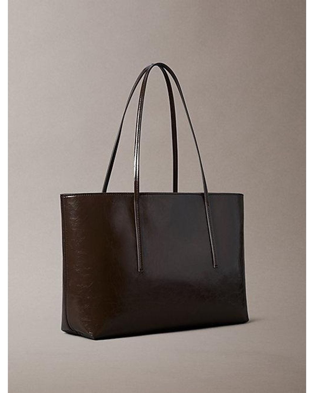 Calvin Klein Brown Glossy Foil Logo Tote Bag