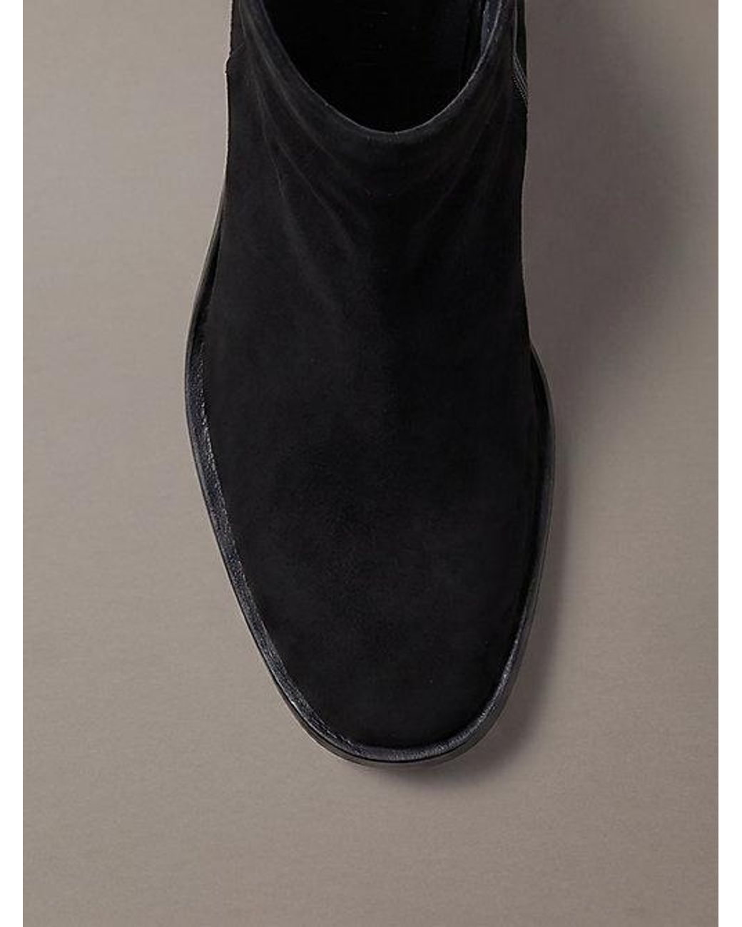 Calvin Klein Black Suede Block Heel Ankle Boots