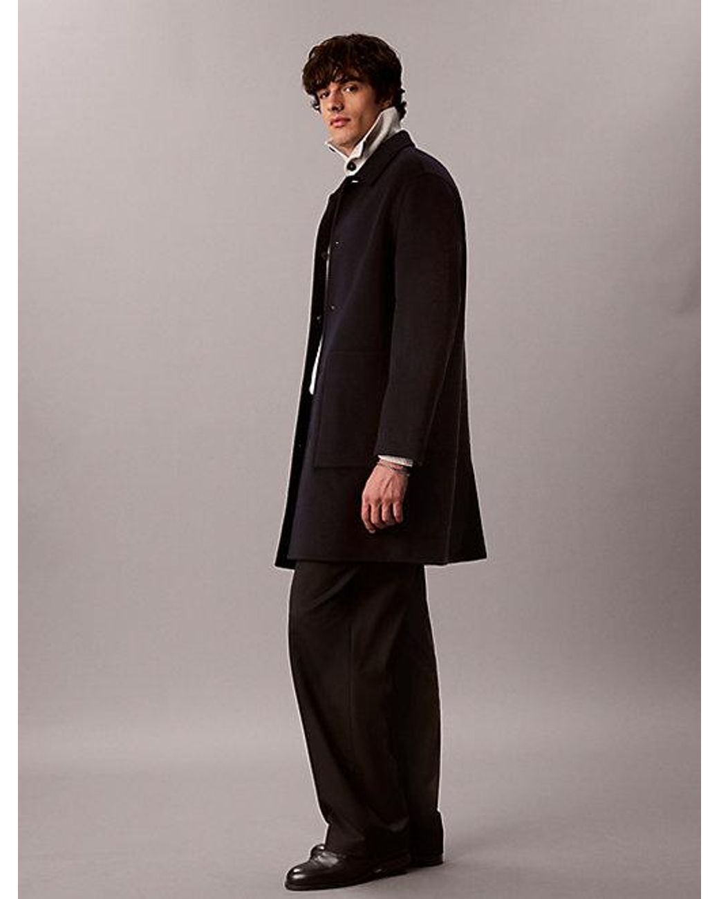 Calvin Klein Multicolor Reversible Wool Blend Coat for men
