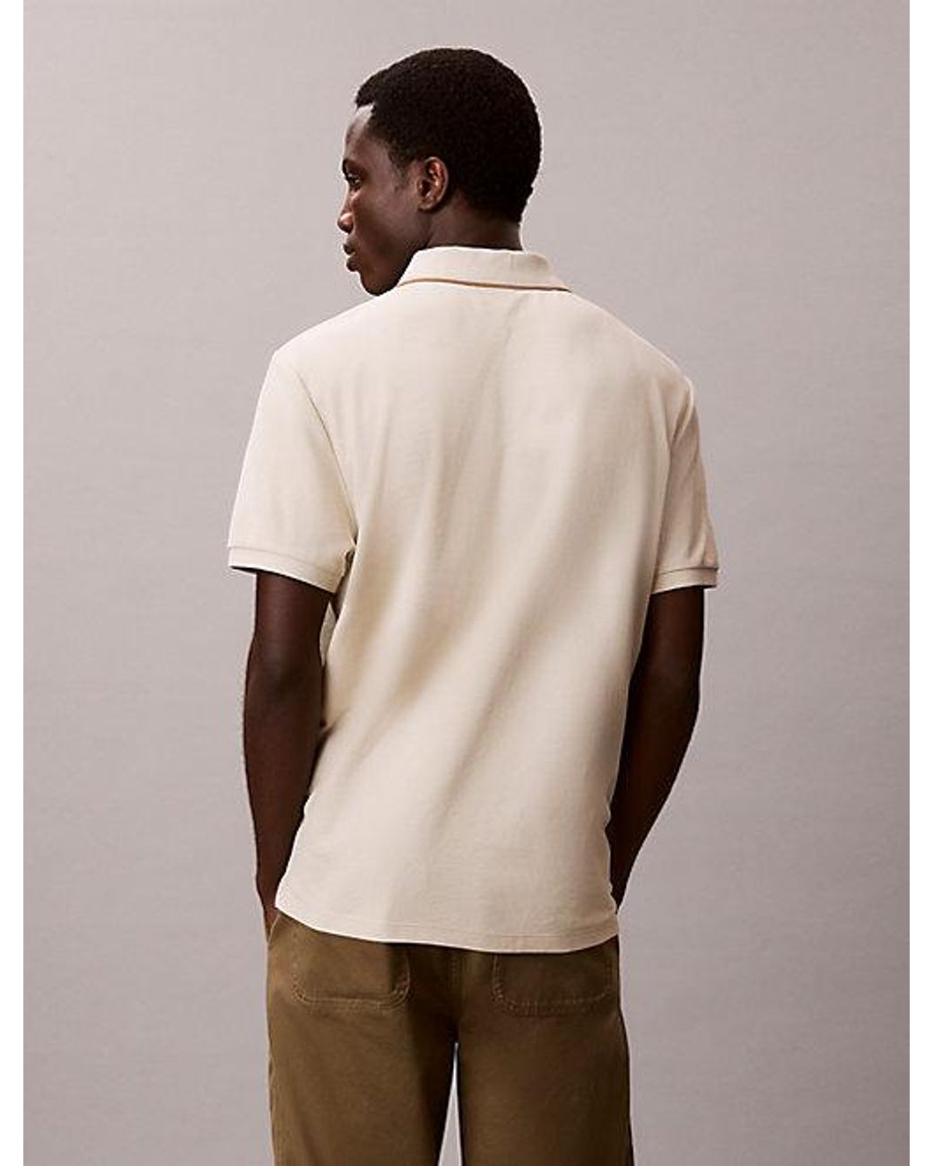 Calvin Klein Natural Cotton Piqué Polo Shirt for men